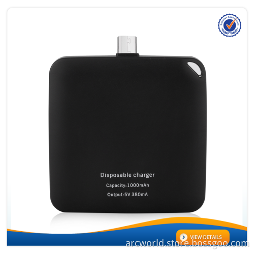 AWC915B Hot selling one time use power bank 1000mAh disposable phone charger for iphone 6